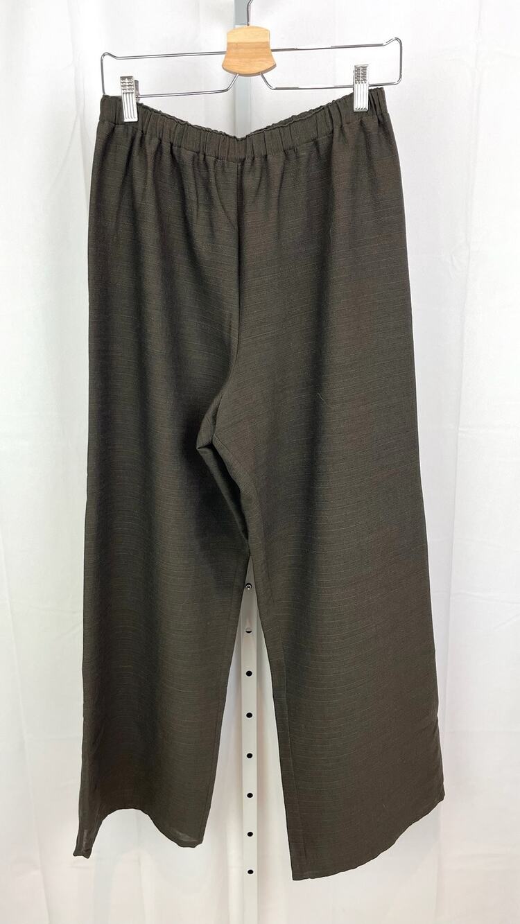 AMY RIGG Size M Wide Leg Pants High Rise Elastic Waist Wool Cotton Viscose Green